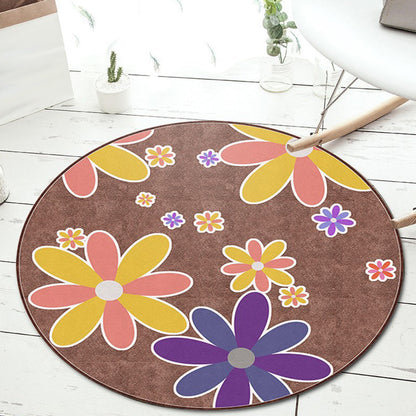 Unusual Heart Pattern Rug with Floral Pink and Blue Kids Rug Polyester Washable Pet Friendly Anti-Slip Carpet for Children's Room Brown Clearhalo 'Area Rug' 'Rug' 1717376