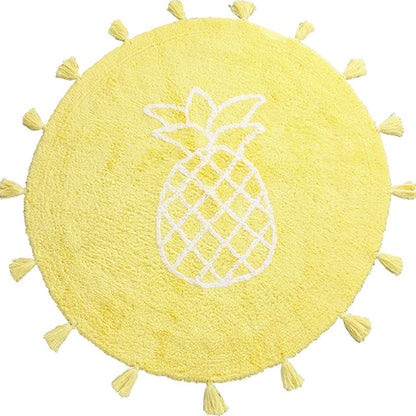 Stylish Pineapple Pattern Rug Yellow Kids Rug Cotton Washable Pet Friendly Anti-Slip Carpet for Children's Room Clearhalo 'Area Rug' 'Rug' 1725276