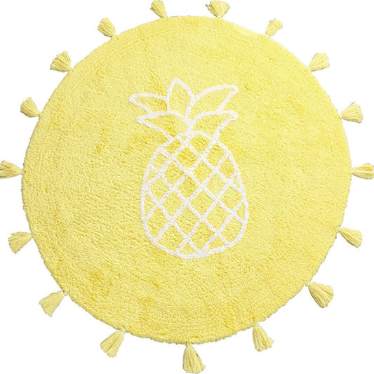 Stylish Pineapple Pattern Rug Yellow Kids Rug Cotton Washable Pet Friendly Anti-Slip Carpet for Children's Room Clearhalo 'Area Rug' 'Rug' 1725276