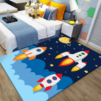 Unusual Outer Space Pattern Rug Multicolor Kids Rug Polyester Pet Friendly Washable Area Rug for Nursery Yellow Clearhalo 'Area Rug' 'Rug' 1725371