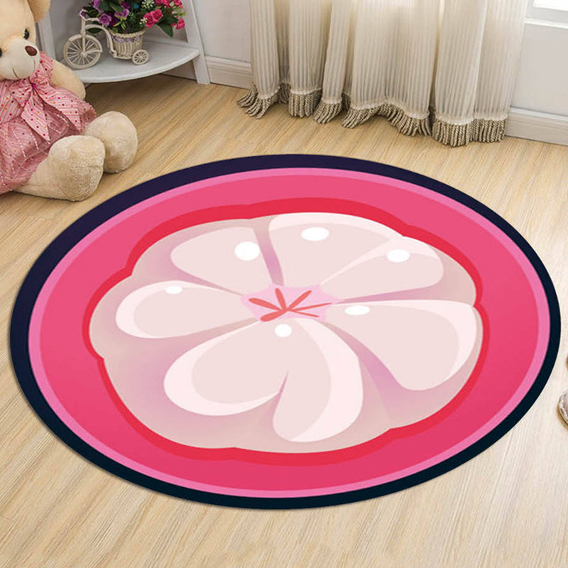 Kids Fruit Pattern Rug Yellow and Green Polyester Rug Washable Pet Friendly Non-Slip Area Rug for Child's Bedroom - Pink - Clearhalo - 'Area Rug' - 'Rug' - 1725395