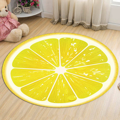 Kids Fruit Pattern Rug Yellow and Green Polyester Rug Washable Pet Friendly Non-Slip Area Rug for Child's Bedroom - Yellow - Clearhalo - 'Area Rug' - 'Rug' - 1725396