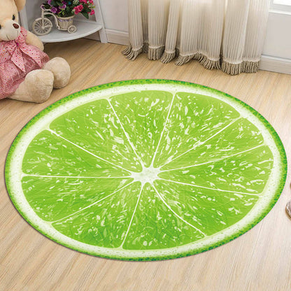 Kids Fruit Pattern Rug Yellow and Green Polyester Rug Washable Pet Friendly Non-Slip Area Rug for Child's Bedroom - Green - Clearhalo - 'Area Rug' - 'Rug' - 1725397