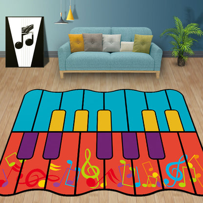 Unusual Piano Pattern Rug with Note Multicolor Kids Rug Polyester Washable Pet Friendly Anti-Slip Carpet for Children's Room Blue Clearhalo 'Area Rug' 'Rug' 1725398