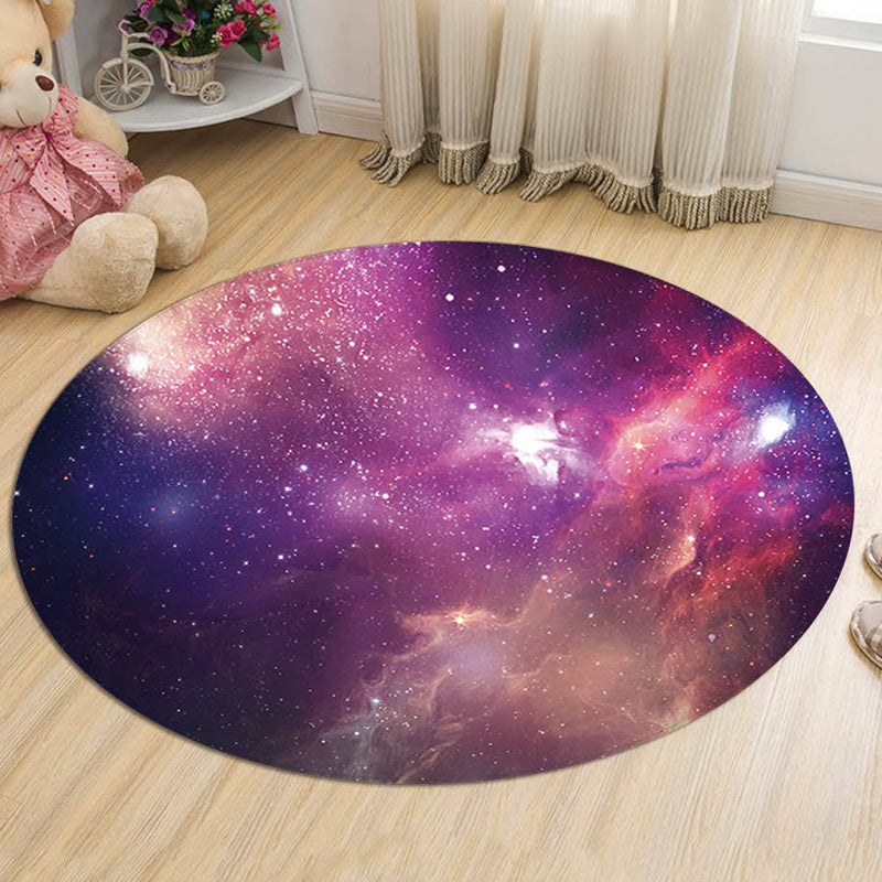 Nordic Galaxy Pattern Rug Black and Blue Kids Rug Polyester Pet Friendly Washable Area Rug for Nursery - view 7