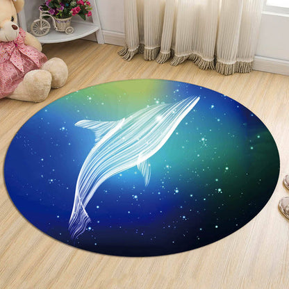 Nordic Galaxy Pattern Rug Black and Blue Kids Rug Polyester Pet Friendly Washable Area Rug for Nursery