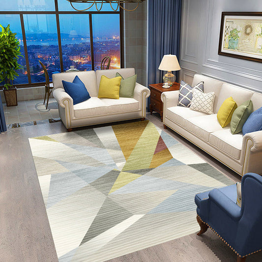 Multicolor Modernist Rug Polyester Geometric Pattern Rug Pet Friendly Machine Washable Anti-Slip Backing Carpet for Decoration - Yellow - Clearhalo - 'Area Rug' - 'Rug' - 1725486