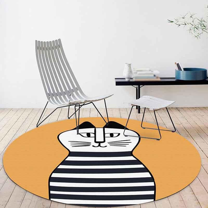 Kids Ship Pattern Rug Beige and Orange Polyester Rug Washable Pet Friendly Non-Slip Area Rug for Child's Bedroom - Clearhalo - 'Area Rug' - 'Rug' - 1725554