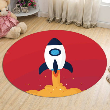 Unique Spaceship Pattern Rug with Planet Black and Red Kids Rug Polyester Washable Pet Friendly Anti-Slip Carpet for Children's Room Red Clearhalo 'Area Rug' 'Rug' 1725586