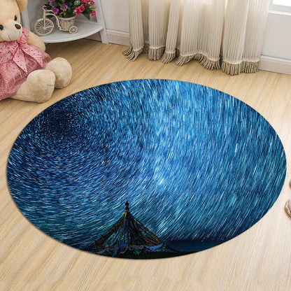 Kids Galaxy Pattern Rug Blue and Purple Polyester Rug Washable Pet Friendly Non-Slip Area Rug for Child's Bedroom - Sky Blue - Clearhalo - 'Area Rug' - 'Rug' - 1725688