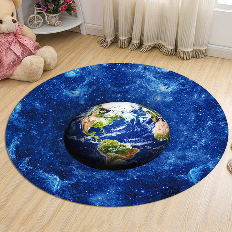 Kids Galaxy Pattern Rug Blue and Purple Polyester Rug Washable Pet Friendly Non-Slip Area Rug for Child's Bedroom - Dark Blue - Clearhalo - 'Area Rug' - 'Rug' - 1725694