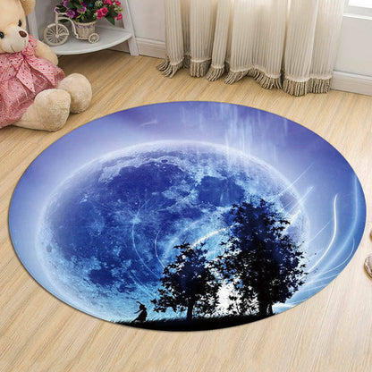 Kids Galaxy Pattern Rug Blue and Purple Polyester Rug Washable Pet Friendly Non-Slip Area Rug for Child's Bedroom - Light Blue - Clearhalo - 'Area Rug' - 'Rug' - 1725696