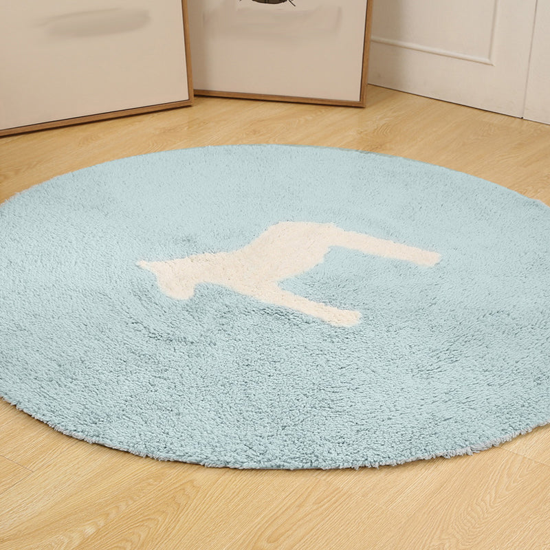 Kids Horse Pattern Rug Blue and Khaki Cotton Rug Washable Pet Friendly Non-Slip Area Rug for Child's Bedroom - Clearhalo - 'Area Rug' - 'Rug' - 1725744