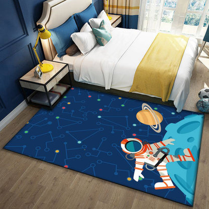 Stylish Outer Space Pattern Rug Blue and Black Kids Rug Polyester Washable Pet Friendly Anti-Slip Carpet for Children's Room Blue Clearhalo 'Area Rug' 'Rug' 1725815