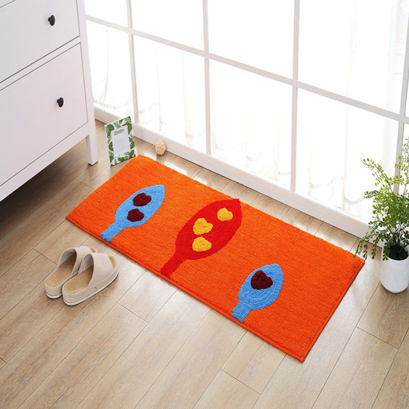 Blue and Orange Kids Rug Polyester Leaf and Flower Pattern Rug Pet Friendly Washable Anti-Slip Backing Carpet for Decoration - Yellow-Red - Clearhalo - 'Area Rug' - 'Rug' - 1725828