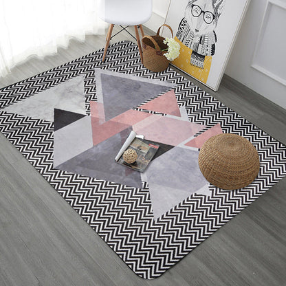 Modern Geometric Pattern Rug with Stripe Grey Multicolor Polyester Rug Washable Pet Friendly Non-Slip Area Rug for Living Room - Grey - Clearhalo - 'Area Rug' - 'Rug' - 1725965