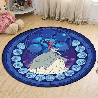 Kids Cartoon Princess Pattern Rug Multicolor Polyester Rug Washable Pet Friendly Non-Slip Area Rug for Child's Bedroom - Dark Blue - Clearhalo - 'Area Rug' - 'Rug' - 1726023