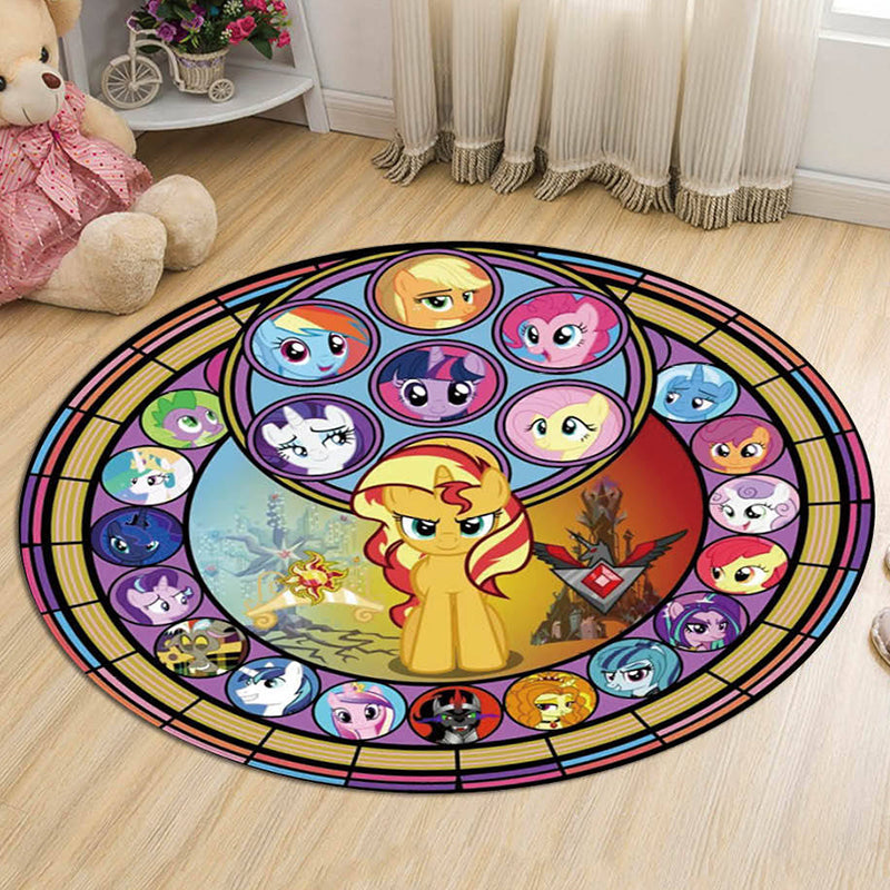 Kids Cartoon Princess Pattern Rug Multicolor Polyester Rug Washable Pet Friendly Non-Slip Area Rug for Child's Bedroom - Yellow - Clearhalo - 'Area Rug' - 'Rug' - 1726028