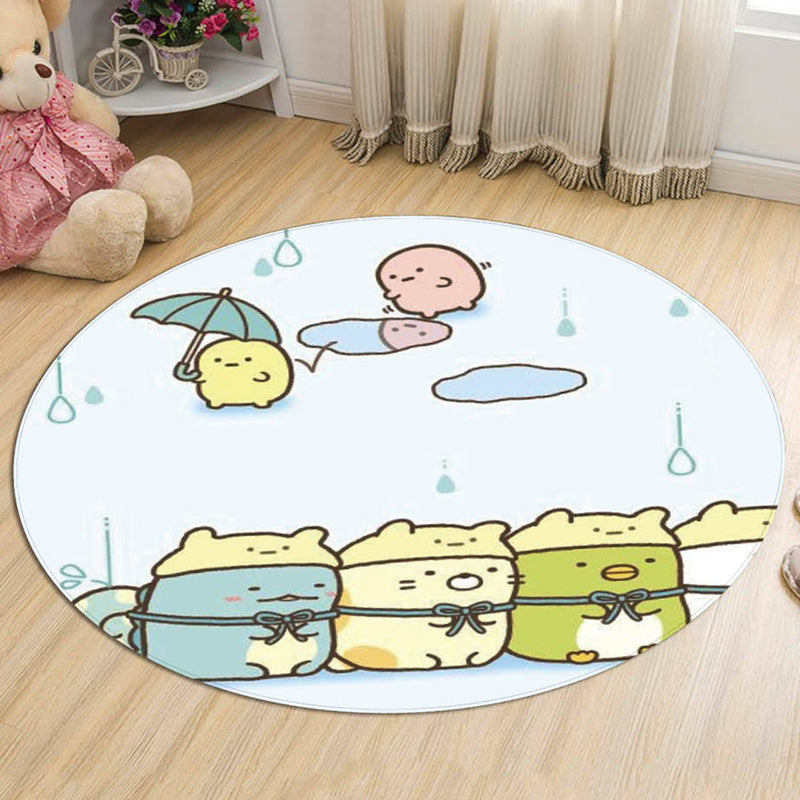 Stylish Cartoon Animal Pattern Rug Multicolor Kids Rug Polyester Washable Pet Friendly Anti-Slip Carpet for Children's Room Light Blue Clearhalo 'Area Rug' 'Rug' 1726108