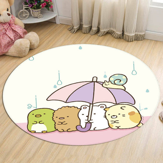 Stylish Cartoon Animal Pattern Rug Multicolor Kids Rug Polyester Washable Pet Friendly Anti-Slip Carpet for Children's Room Beige Clearhalo 'Area Rug' 'Rug' 1726109