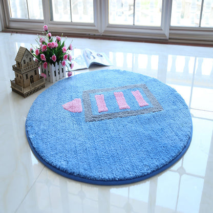 Blue and Red Kids Rug Polyester House and Battery Pattern Rug Pet Friendly Washable Anti-Slip Backing Carpet for Decoration - Blue - Clearhalo - 'Area Rug' - 'Rug' - 1726229