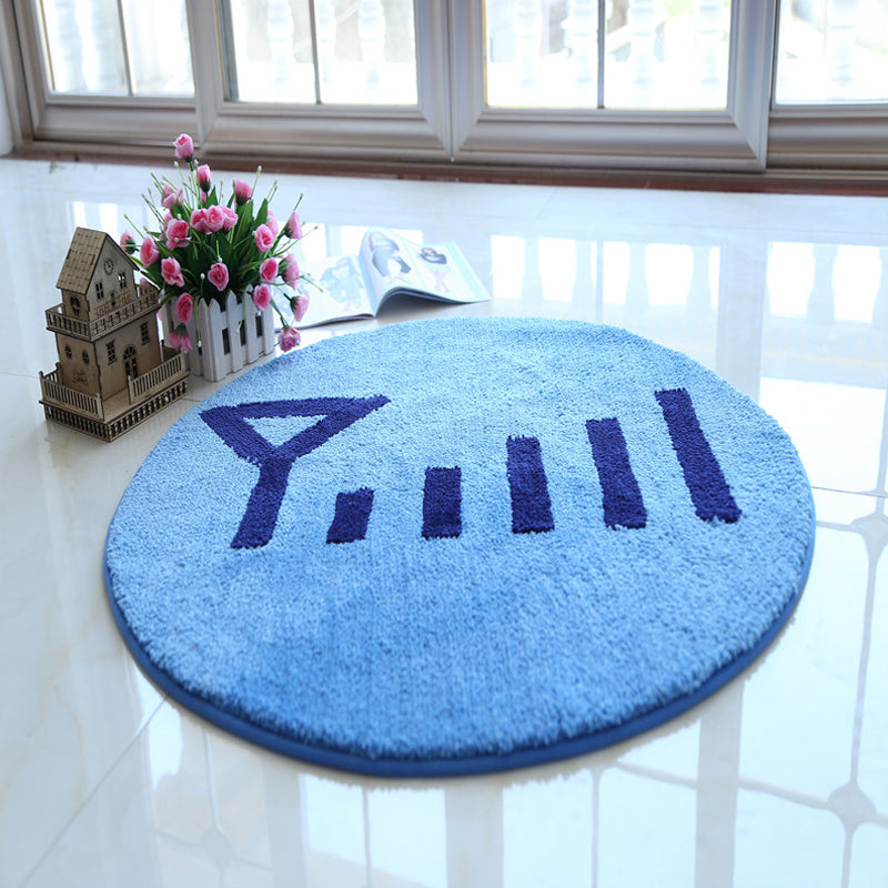 Blue and Red Kids Rug Polyester House and Battery Pattern Rug Pet Friendly Washable Anti-Slip Backing Carpet for Decoration - Sky Blue - Clearhalo - 'Area Rug' - 'Rug' - 1726230