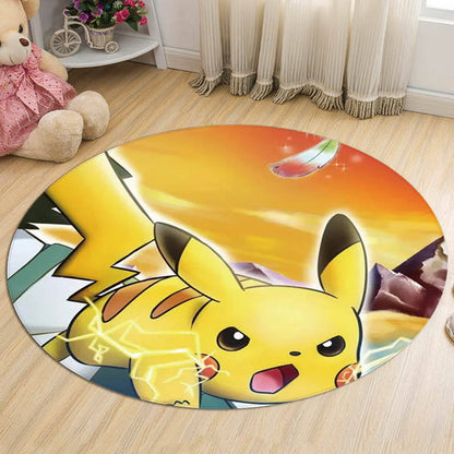 Yellow Kids Rug Polyester Cartoon Animal Pattern Rug Pet Friendly Washable Anti-Slip Backing Carpet for Decoration