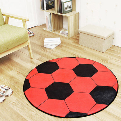 White and Red Kids Rug Polyester Basketball and Football Pattern Rug Pet Friendly Washable Anti-Slip Backing Carpet for Decoration Red Clearhalo 'Area Rug' 'Rug' 1726305