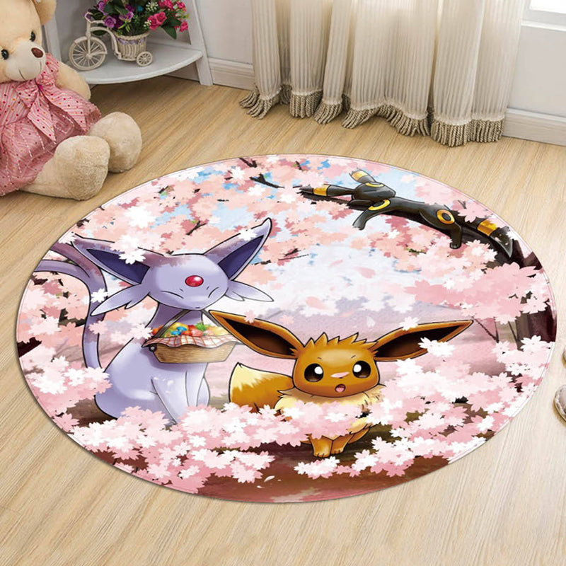 Kids Cartoon Character Pattern Rug Multicolor Polyester Rug Washable Pet Friendly Non-Slip Area Rug for Child's Bedroom - Pink - Clearhalo - 'Area Rug' - 'Rug' - 1726314