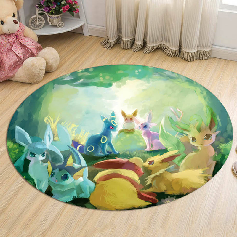 Kids Cartoon Character Pattern Rug Multicolor Polyester Rug Washable Pet Friendly Non-Slip Area Rug for Child's Bedroom - Green - Clearhalo - 'Area Rug' - 'Rug' - 1726315