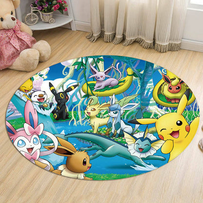 Kids Cartoon Character Pattern Rug Multicolor Polyester Rug Washable Pet Friendly Non-Slip Area Rug for Child's Bedroom - Blue - Clearhalo - 'Area Rug' - 'Rug' - 1726316