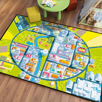 Kids Island Pattern Rug Green and Blue Polyester Rug Washable Pet Friendly Non-Slip Area Rug for Child's Bedroom - Green - Clearhalo - 'Area Rug' - 'Rug' - 1726420