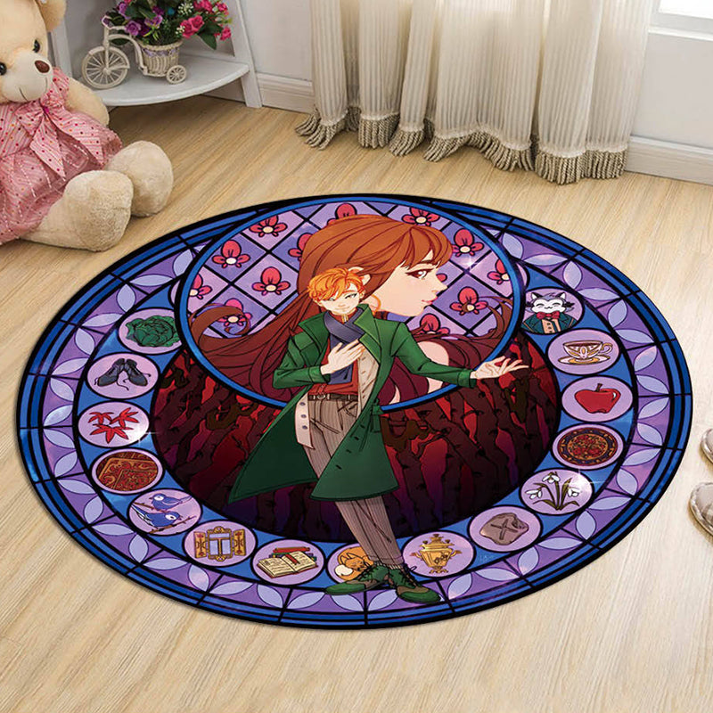 Unique Cartoon Character Pattern Rug Multicolor Kids Rug Polyester Pet Friendly Washable Area Rug for Nursery Purple Clearhalo 'Area Rug' 'Rug' 1726438