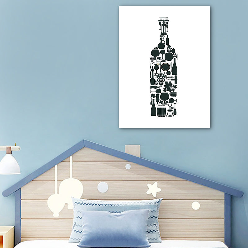 Illustration Wine Set Wall Art Decor Dining Room Drinks Print Canvas in Light Color - view 3