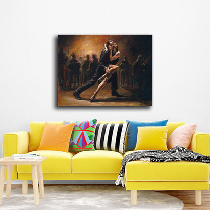 Brown Dancing Figures Canvas Art Impressionism Textured Wall Decor for Living Room - Clearhalo - 'Arts' - 'Canvas Art' - 1760432