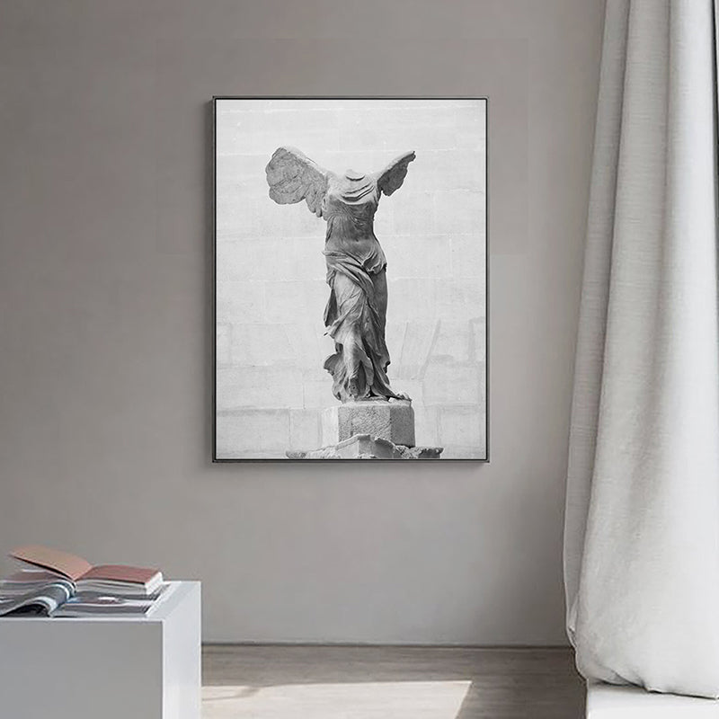 Grey Nordic Canvas Print Photo Winged Victory of Samothrace Wall Art Decor for Room