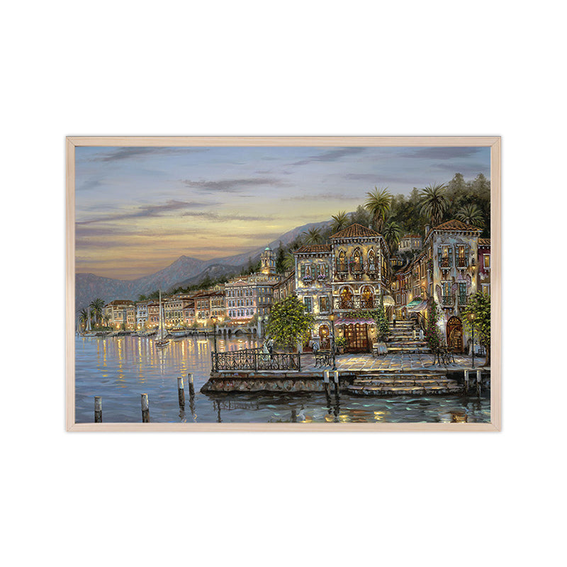 Riverside City Scene Art Print Impressionism Canvas Wall Decor, Multiple Sizes Options Clearhalo 'Arts' 'Canvas Art' 1761923