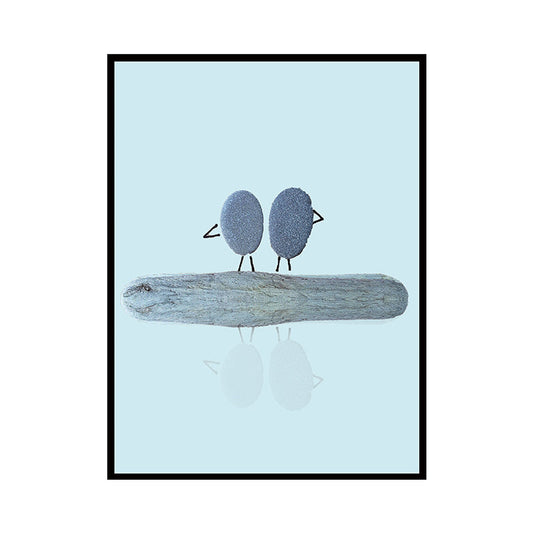 Nordic Illustration Print Stone Canvas Pastel Color Textured Wall Art Decor for Room