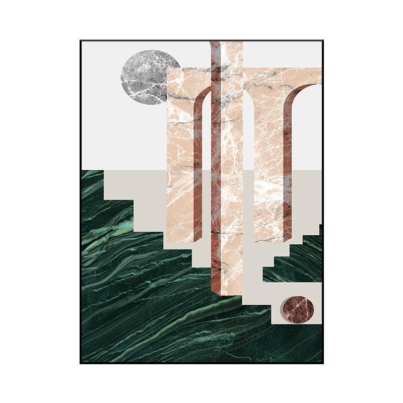 Illustration Abstract Wall Art Print Textured Nordic Dining Room Canvas in Dark Color - view 3