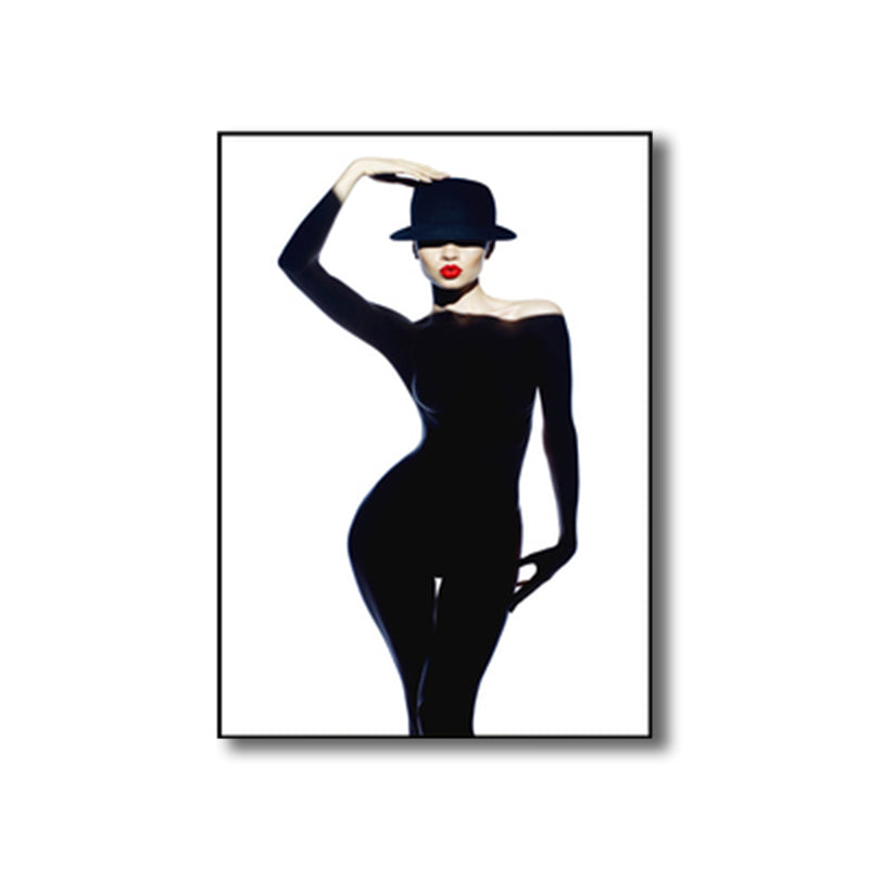 Glam Fashion Woman Canvas Print Black and White Textured Wall Art Decor for Room - view 3