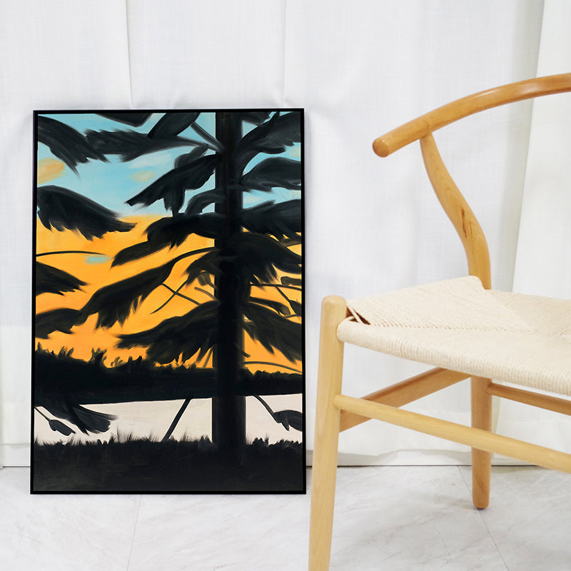 Nordic Plant Wall Art Decor Yellow Illustration Tree Shadow Canvas Print for Home - view 2