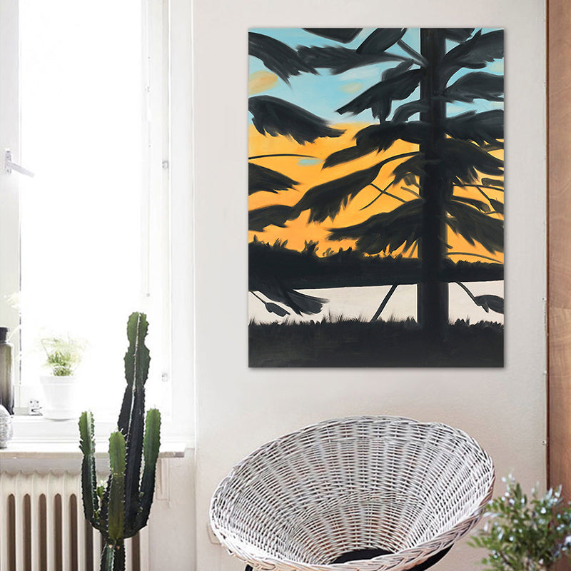 Nordic Plant Wall Art Decor Yellow Illustration Tree Shadow Canvas Print for Home - view 3
