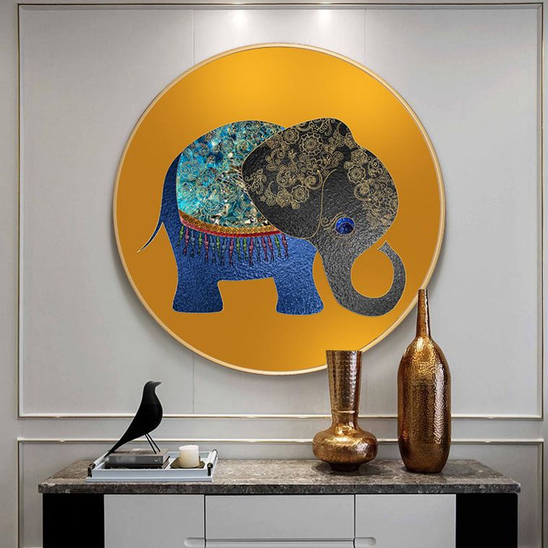 Elephant Wall Art Decor Textured Asian Style for Dining Room Wrapped Canvas - Clearhalo - 'Arts' - 'Canvas Art' - 1765532
