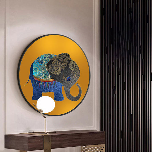 Elephant Wall Art Decor Textured Asian Style for Dining Room Wrapped Canvas - Clearhalo - 'Arts' - 'Canvas Art' - 1765533