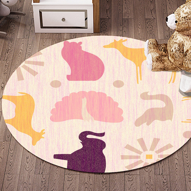 Multicolor Flower Pattern Rug with Star and Heart Polyester Kids Rug Washable Anti-Slip Pet Friendly Area Rug for Children's Room - Yellow - Clearhalo - 'Area Rug' - 'Rug' - 1766495