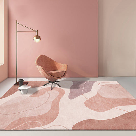 Pink Colorblock Rug Polyester Modern Rug Washable Anti-Slip Pet Friendly Area Rug for Living Room - Pink - Clearhalo - 'Area Rug' - 'Rug' - 1766770