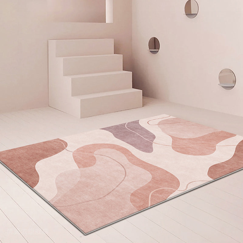 Pink Colorblock Rug Polyester Modern Rug Washable Anti-Slip Pet Friendly Area Rug for Living Room - Clearhalo - 'Area Rug' - 'Rug' - 1766771