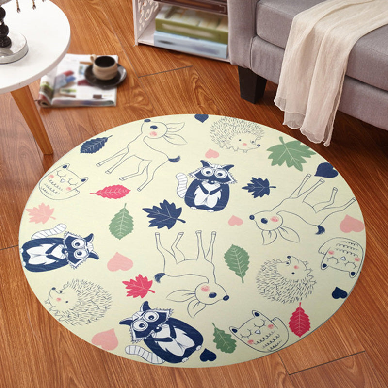 Multicolor Animal Pattern Rug Polyester Kids Rug Washable Anti-Slip Pet Friendly Area Rug for Children's Room - Beige - Clearhalo - 'Area Rug' - 'Rug' - 1766832