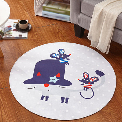 Multicolor Animal Pattern Rug Polyester Kids Rug Washable Anti-Slip Pet Friendly Area Rug for Children's Room - White - Clearhalo - 'Area Rug' - 'Rug' - 1766834