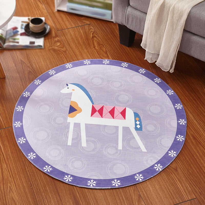 Multicolor Animal Pattern Rug Polyester Kids Rug Washable Anti-Slip Pet Friendly Area Rug for Children's Room - Purple - Clearhalo - 'Area Rug' - 'Rug' - 1766835